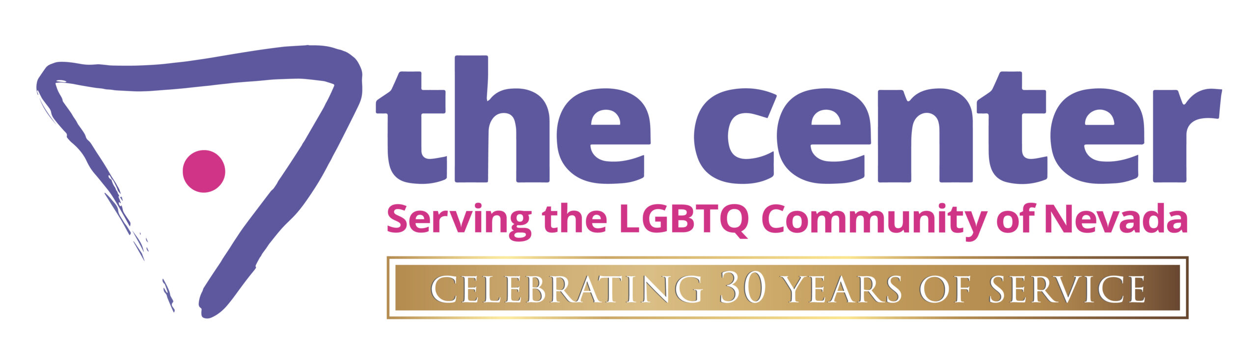 Logo with text: The Center, Serving the LGBTQ Community of Nevada. Celebrating 30 Years of Service.