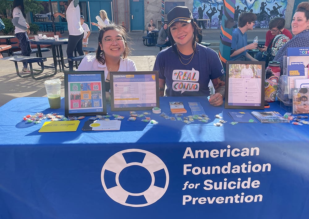 Table featuring the American Foundation of Suicide Prevention