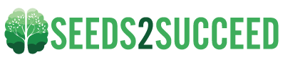 Logo with a green leafy brain graphic and the text SEEDS2SUCCEED in bold green font.