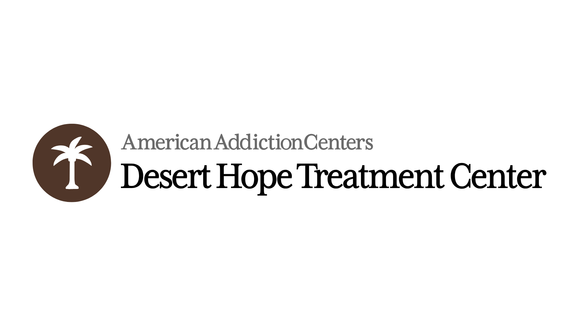 Logo for Desert Hope Treatment Center featuring a palm tree inside a brown circle and the text beside it.