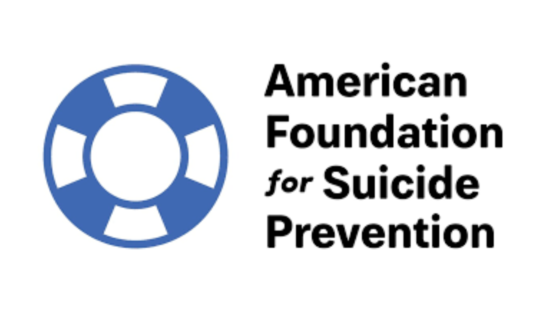 Blue lifesaver icon next to the text American Foundation for Suicide Prevention on a white background.