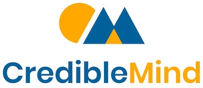 CredibleMind logo with blue and yellow shapes above the text CredibleMind in blue and yellow.